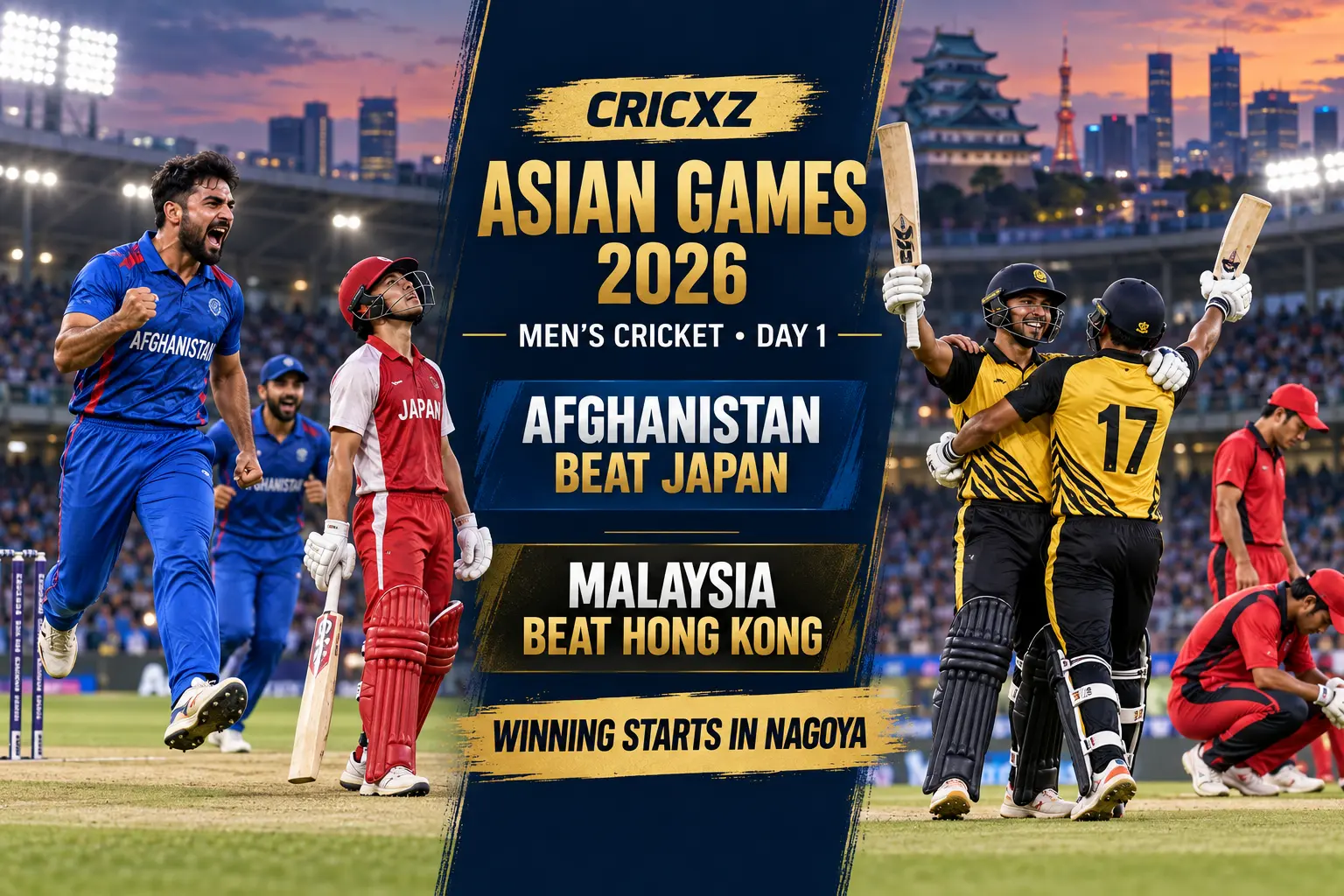 Afghanistan and Malaysia celebrate winning starts in Asian Games 2026 men's cricket