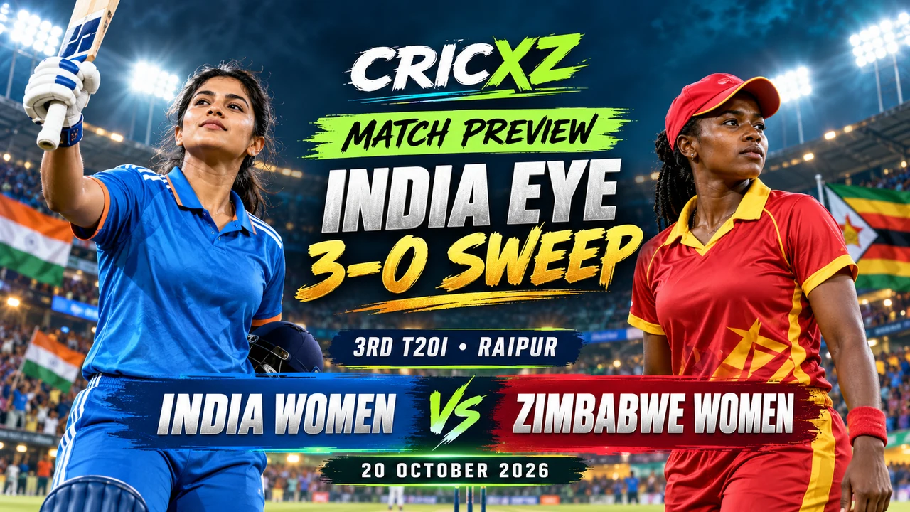CricXZ preview graphic for India Women versus Zimbabwe Women third T20I in Raipur