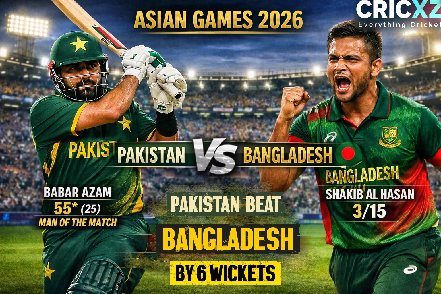 CricXZ match graphic for Pakistan beat Bangladesh by 6 wickets in Asian Games Semifinal