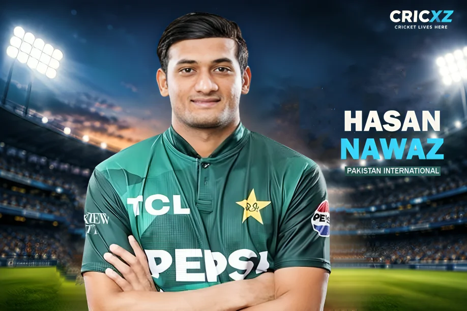 CricXZ editorial illustration of Hasan Nawaz