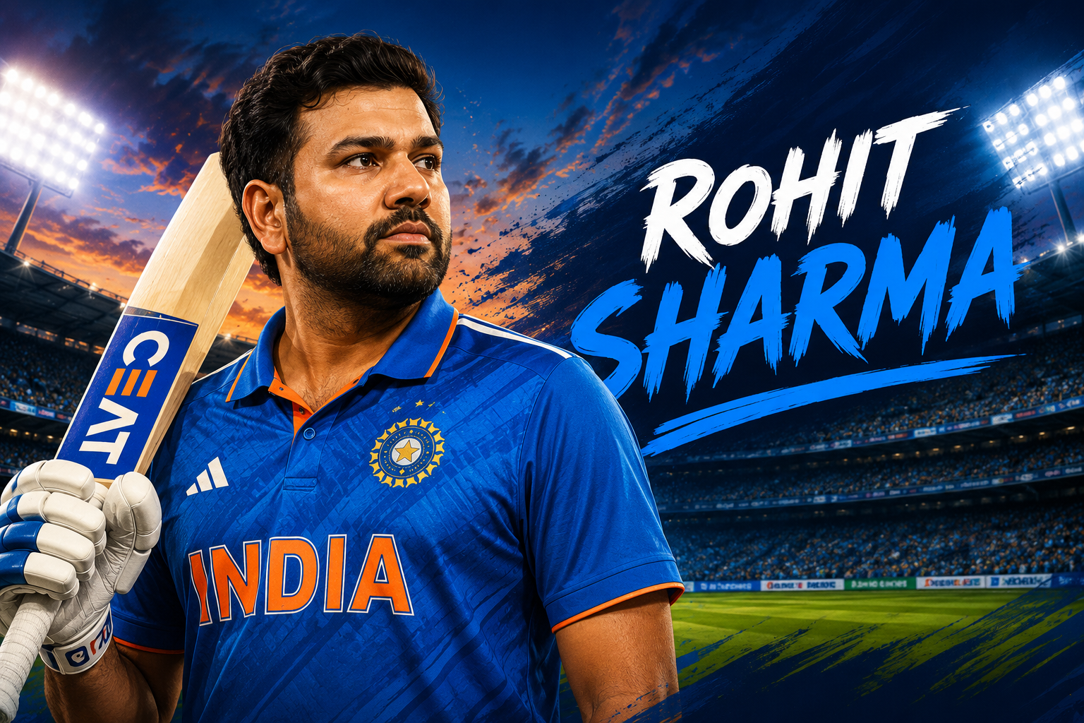 Rohit Sharma editorial illustration for CricXZ