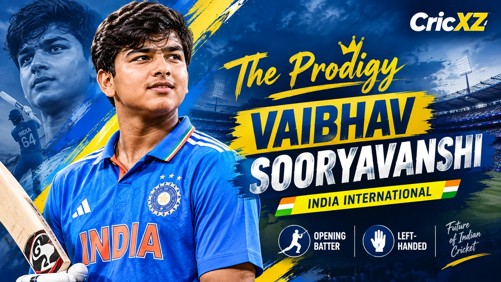 CricXZ editorial illustration of Vaibhav Sooryavanshi