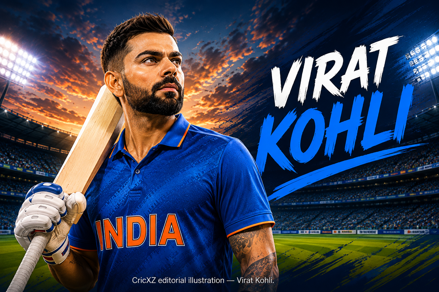 Virat Kohli editorial illustration for CricXZ